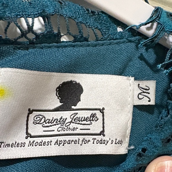 Dainty Jewells Teal Lace Long Sleeve Gown - Picture 2 of 6